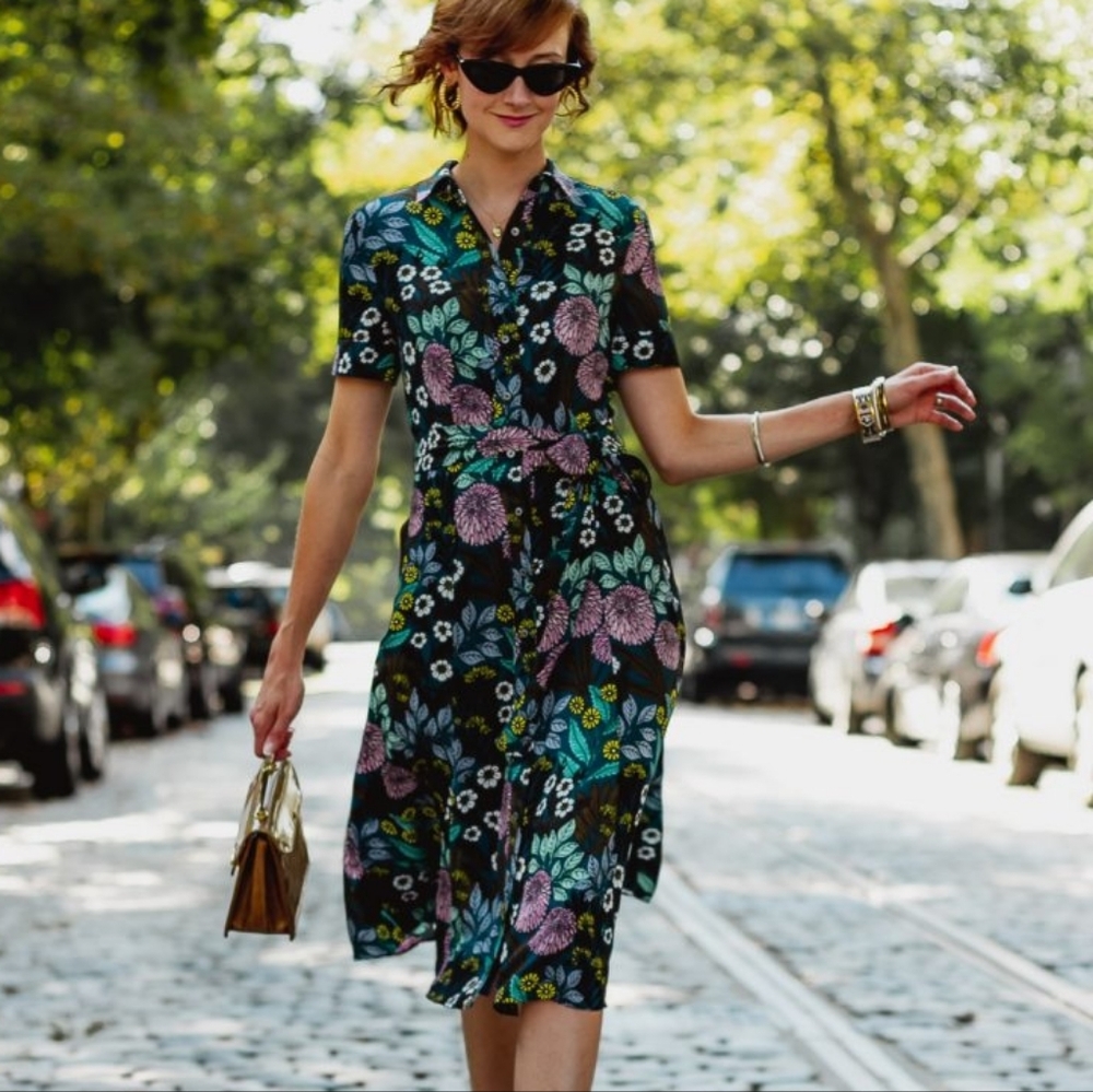 Abigail Borg X J Crew Prairie Moonlight Floral Shirt Dress 0